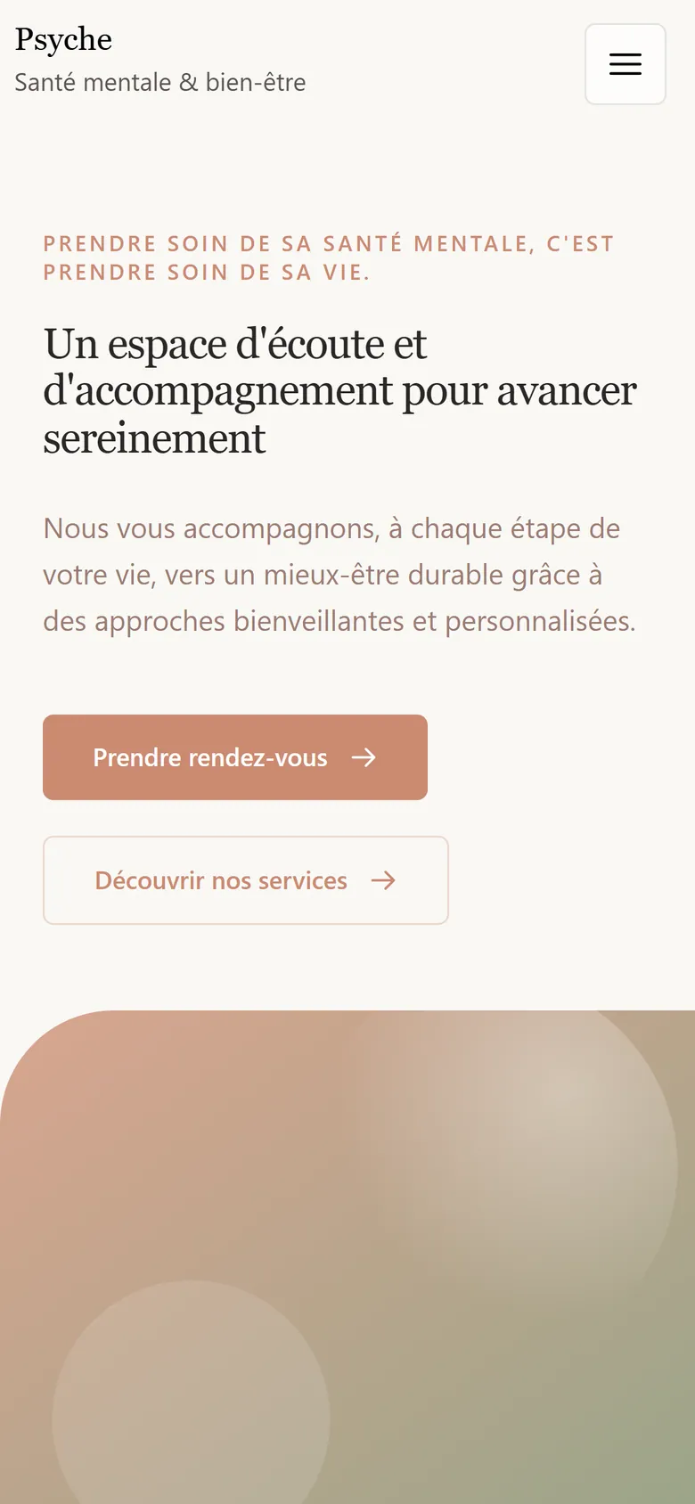 The same home page on a phone